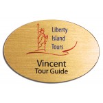 Logo Imprinted Sublimated Solid Brass Oval Name Badge (1-11/16" x 2-9/16")