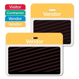 Large Clip-On Back Parts for Two-Piece Expiring Badges, Vendor, Yellow Custom Printed  Large Clip-On Back Parts for Two-Piece Expiring Badges, Vendor, Yellow Custom Printed