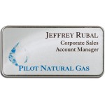 Sublimated Frosted Nickel Silver Name Badge (1 1/2" x 3") Custom Imprinted