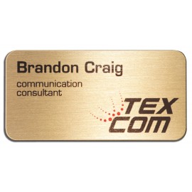 Custom Imprinted Sublimated Solid Brass Name Badge (1 1/2" x 3")