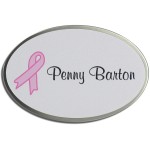 Sublimated Frosted Nickel Silver Oval Name Badge (1-11/16" x 2-9/16") Logo Imprinted
