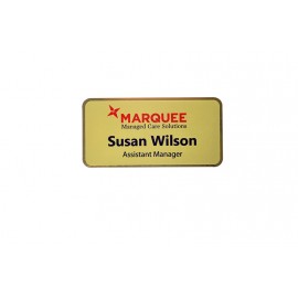 Logo Imprinted Frosted Full Color Professional Metal Sublimation Badge - Brass (1.5"x3")