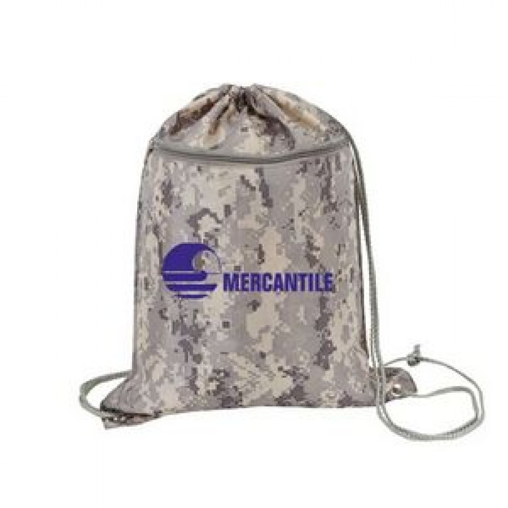 Customized Digital Camo Drawstring Backpack Tote Bag