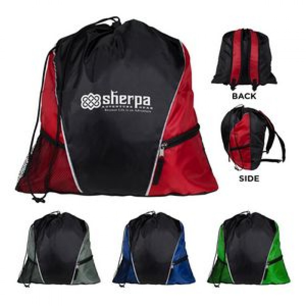 Logo Imprinted Sherpa Drawstring Backpack