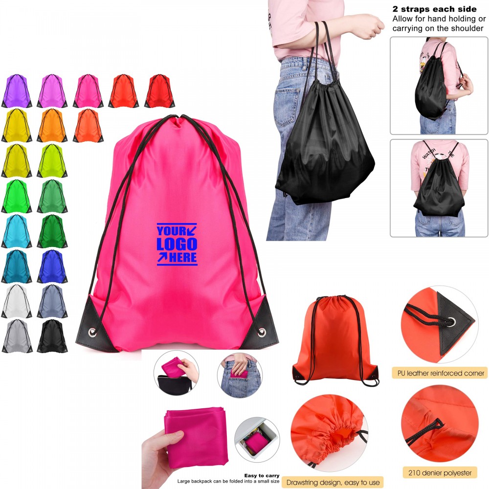 14 18 Polyester Drawstring Backpack with Logo