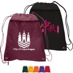 210D Polyester Drawstring Backpack w/ Front Pocket USA Decorated (15" x 18.75") with Logo