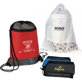 Drawstring Mesh Backpack with Logo