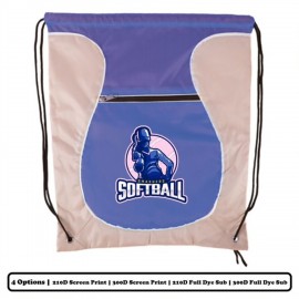 2-Color Bulb Design Front Pocket Polyester Drawstring Bag with Logo