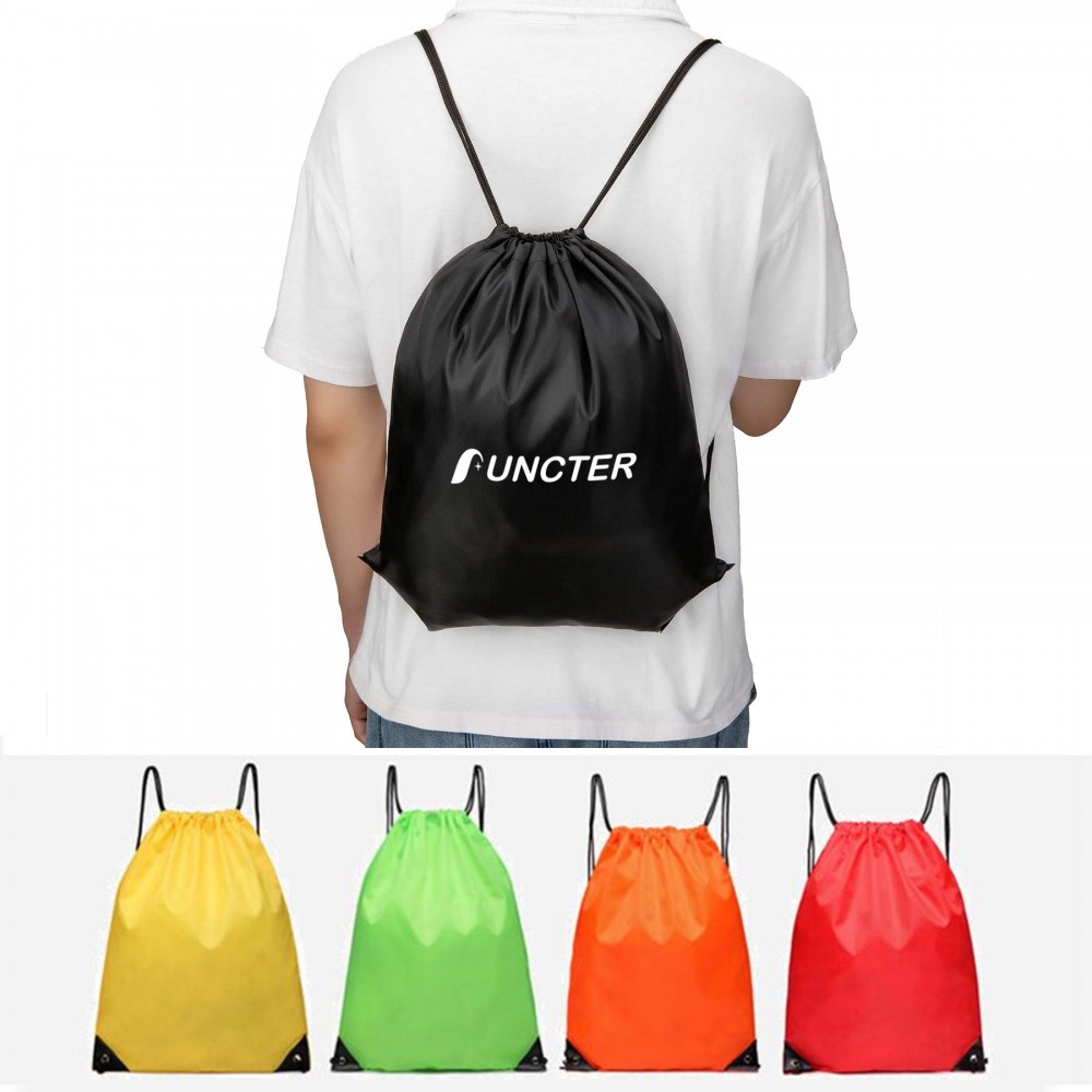 9.8 x 16" 210D Polyester Drawstring Backpack for Party Gym Sport Trip with Logo