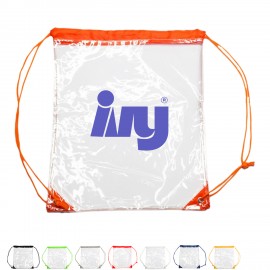 Clear PVC Drawstring Backpack w/Matching Drawstring (14" x 17") with Logo