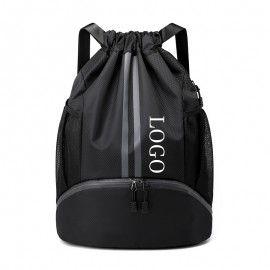 Drawstring Ball Backpack with Shoe Compartment with Logo
