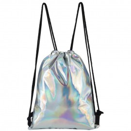 Promotional Holographic Leather Drawstring Backpack
