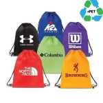 Logo Branded 15"X18" Eco-Friendly rPET Recycled 210D Polyester Drawstring Backpack
