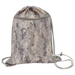 Personalized Digital Camo Drawstring Tote Bag with Zipper Front Pocket