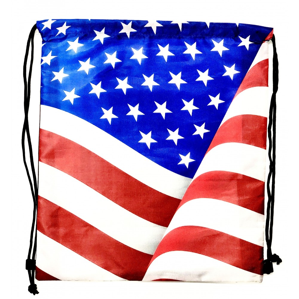 American Flag Drawstring Bag/Backpack with Logo