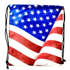 American Flag Drawstring Bag/Backpack with Logo  American Flag Drawstring Bag/Backpack with Logo