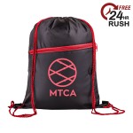 Promotional Two Tone Front Zipper Pocket and Earphone Drawstring Backpack