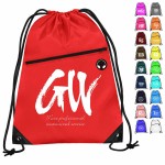 Drawstring Backpack With Front Zipper with Logo