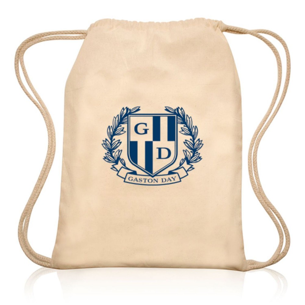 Cotton Cinch Up Bag Lightweight Drawstring Backpacks with Logo