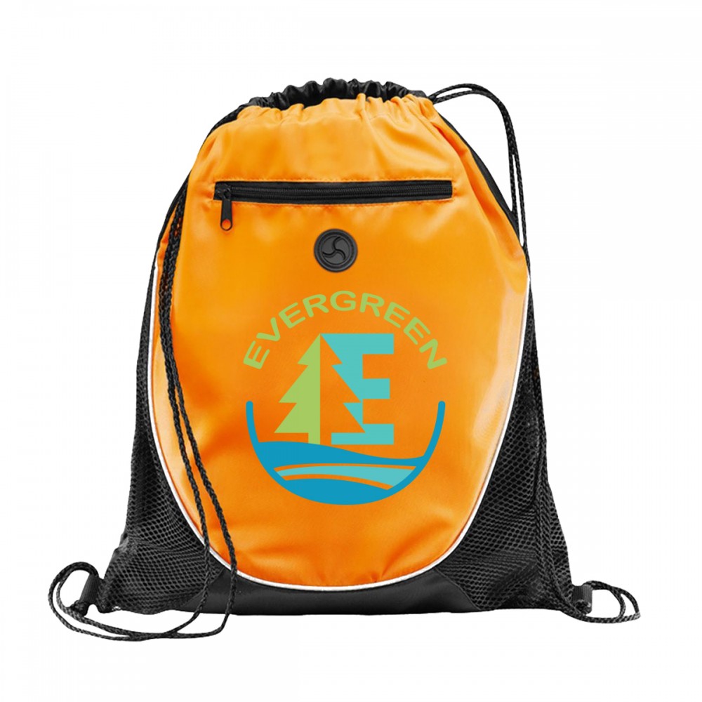 Zipper Sports Drawstring Bag with Logo