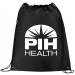 210D Heavy Duty Drawstring Tote Bag - Black with Logo