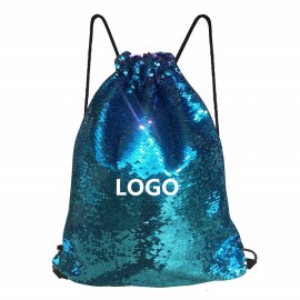 Sequin Drawstring Bag with Logo