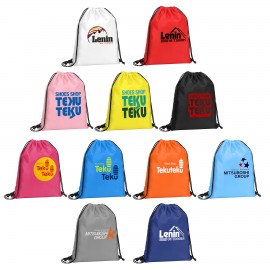 14" X 17" Lightweight Drawstring Budget Backpack with Logo  14" X 17" Lightweight Drawstring Budget Backpack with Logo
