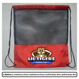 Single Color Mesh Front Polyester Drawstring Bag with Logo