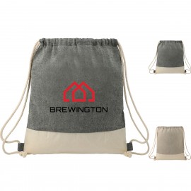 Two-Toned Recycled Cotton Drawstring Backpack with Logo  Two-Toned Recycled Cotton Drawstring Backpack with Logo
