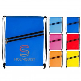 Advertising Multi-Zippered Drawstring Backpack with Logo