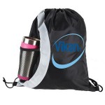 Dual Color Sports Drawstring Backpack w/ Bottle holder with Logo