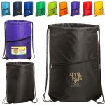 Incline Drawstring Backpack w/Zipper with Logo