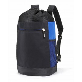 Tri-Mesh Microfiber Drawstring Backpack with Leather-like Bottom with Logo