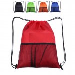 Drawstring Backpack with Mesh Pocket with Logo