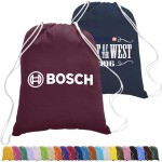 100% Cotton Drawstring Backpack USA Decorated (14" x 18") with Logo