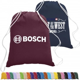 100% Cotton Drawstring Backpack USA Decorated (14" x 18") with Logo