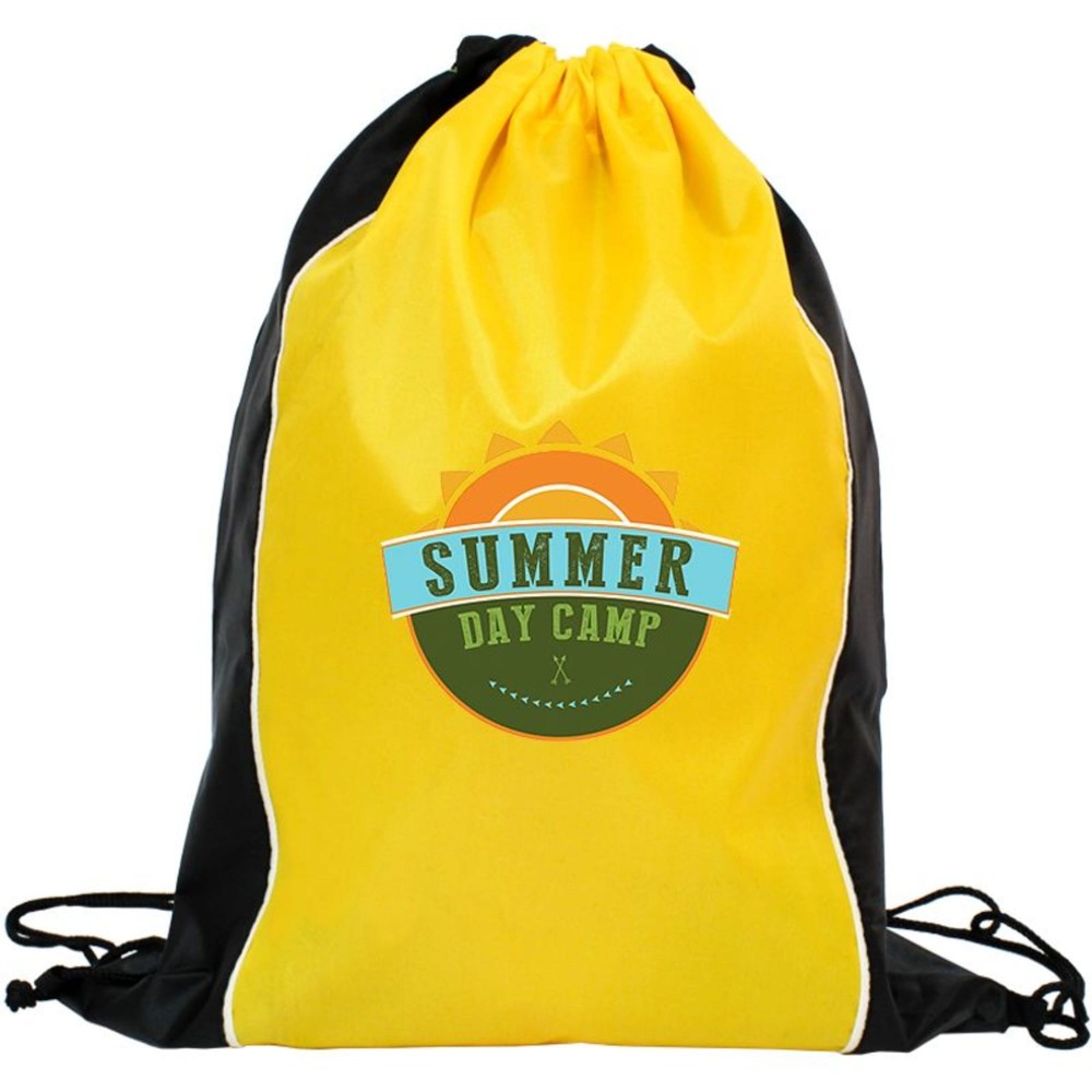 Personalized Two Tone Sided Drawstring Tote Bags