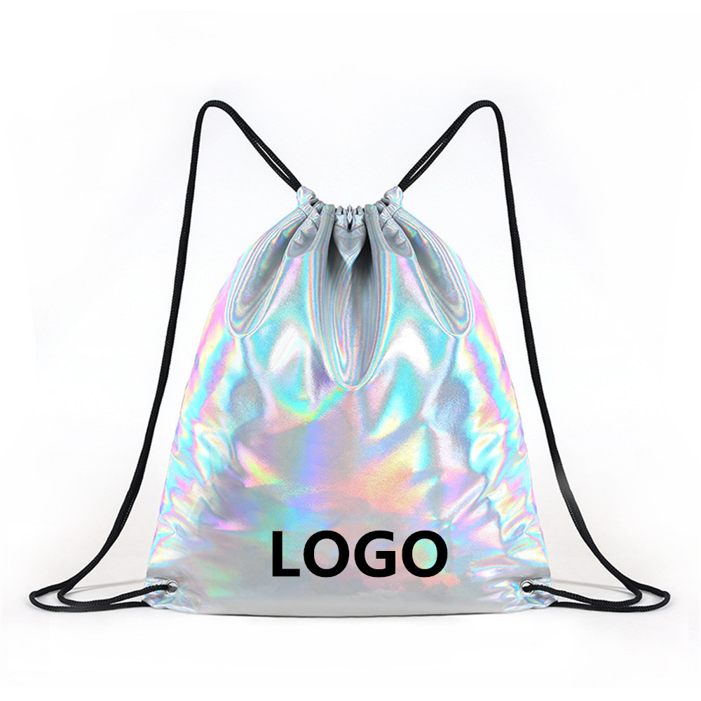 Iridescent Custom Drawstring Backpacks with Logo