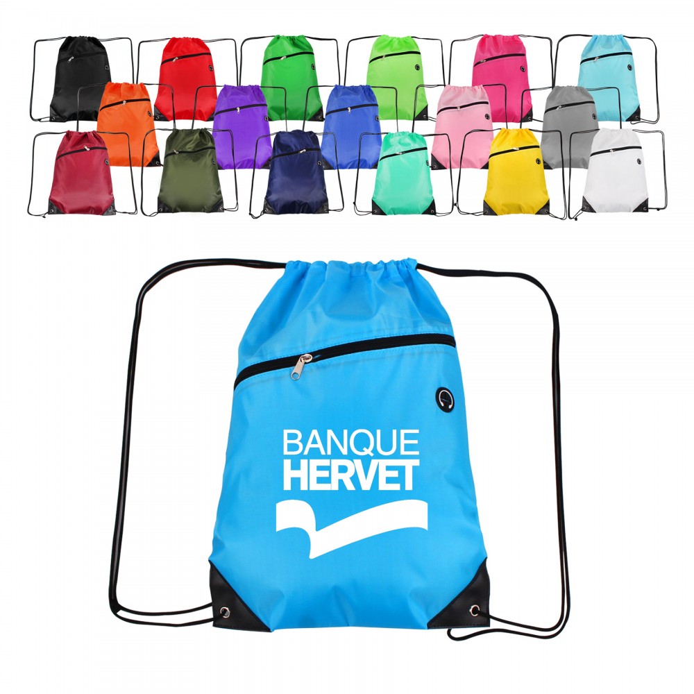 Zipper Polyester Drawstring Backpack with Logo Zipper Polyester Drawstring Backpack with Logo
