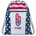Custom American Flag Drawstring Tote Bags with Logo