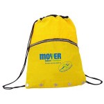 Crinkled Nylon Drawstring Backpack with Vented Front Pocket with Logo