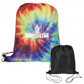 Logo Branded Tie Dye Drawstring Backpack