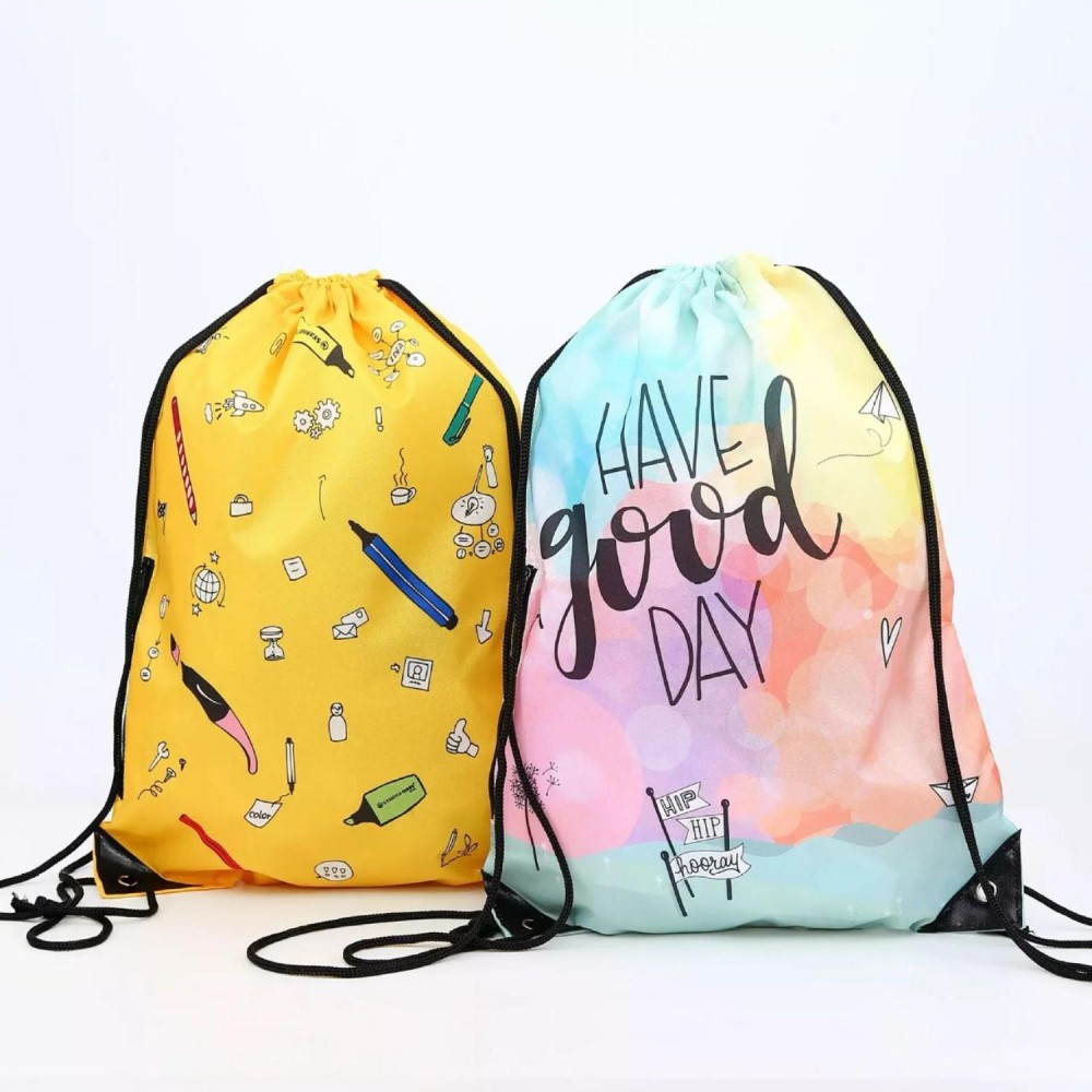 210D Polyester Sublimated Drawstring Bag w/ Reinforced Edge (14" x 17") with Logo 210D Polyester Sublimated Drawstring Bag w/ Reinforced Edge (14" x 17") with Logo
