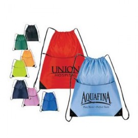 Nylon Zippered Drawstring Backpack with Logo