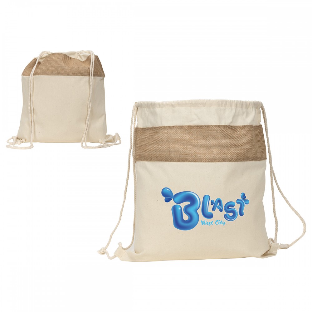 Savanna Jute & Recycled Cotton Drawstring Backpack with Logo Savanna Jute & Recycled Cotton Drawstring Backpack with Logo