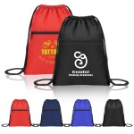 Waterproof Drawstring Gym Bag With Front Pocket with Logo