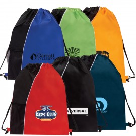 Poly Colorblock Drawstring Backpack with Logo