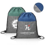 Heathered And Faux Jute Drawstring Backpack with Logo