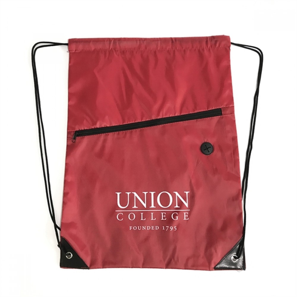 Drawstring Backpack with Zipper Pocket with Logo