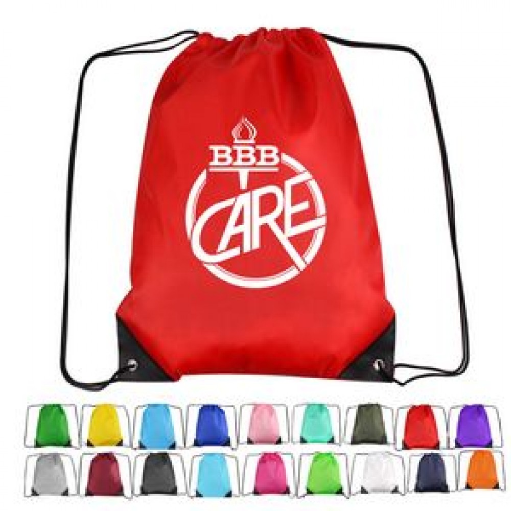 14" X 18" Polyester Drawstring Backpack with Logo